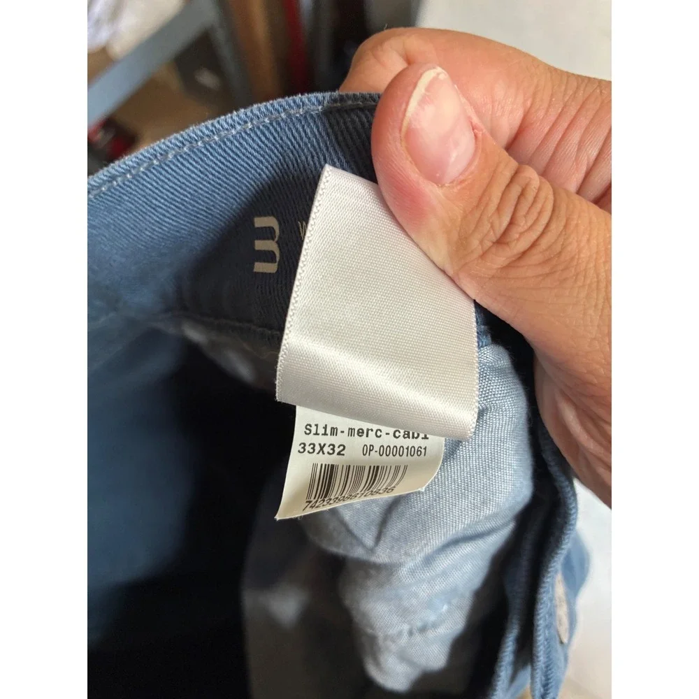 Mott & Bow Mercer Slim Chinos Blue Gray Stretch Cotton Pants 33x32 OP-00001061